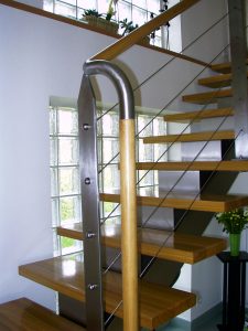 escalier inox bois